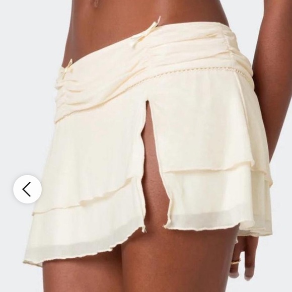 NWT Edikted Oceana Cream Mini Skirt with Slit Y2K Coquette Minimal Extra Large - Picture 9 of 9
